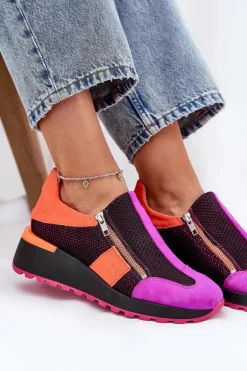 Skórzane Sneakersy Na Koturnie Maciejka 06853-15 Czarne