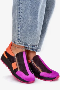 Skórzane Sneakersy Na Koturnie Maciejka 06853-15 Czarne