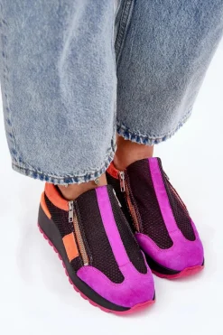 Skórzane Sneakersy Na Koturnie Maciejka 06853-15 Czarne