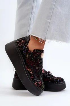 Skórzane Sneakersy Na Platformie Maciejka 6191S-01 Czarne