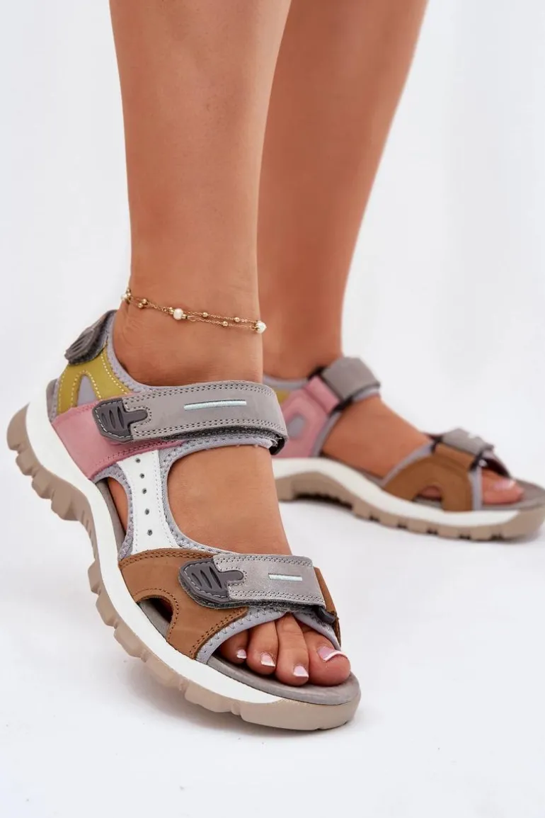 Skórzane Sportowe Sandały Damskie Artiker 54C1293 Multikolor