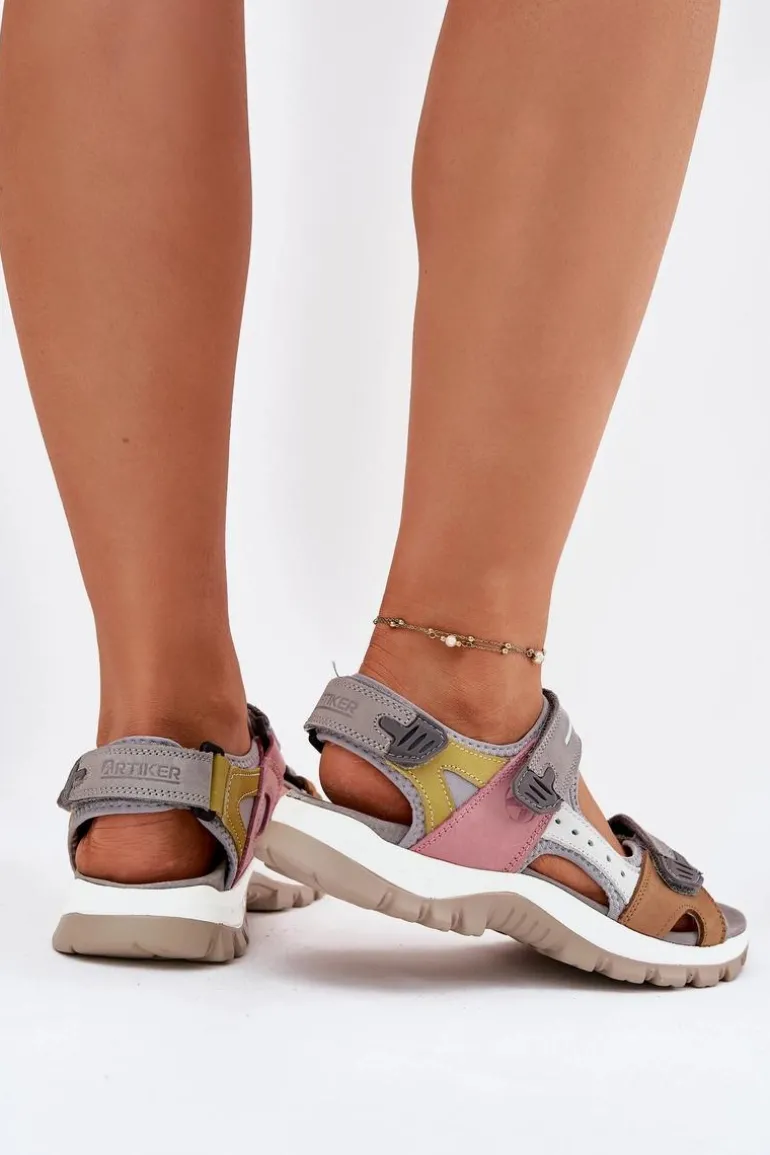 Skórzane Sportowe Sandały Damskie Artiker 54C1293 Multikolor