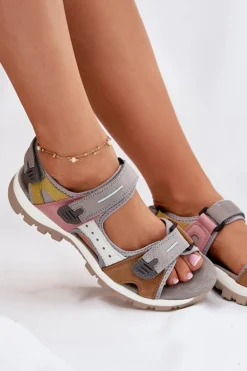 Skórzane Sportowe Sandały Damskie Artiker 54C1293 Multikolor