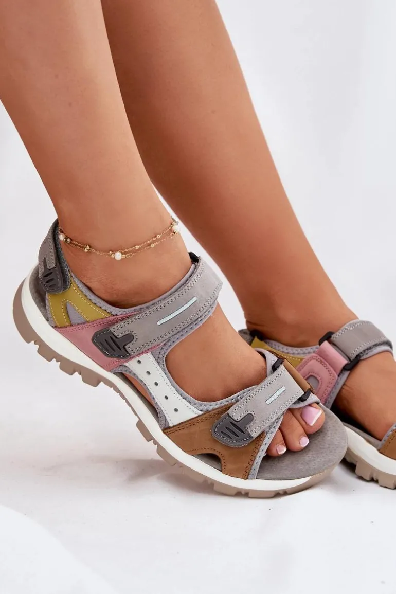 Skórzane Sportowe Sandały Damskie Artiker 54C1293 Multikolor