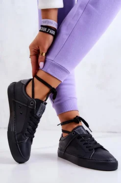 Skórzane Tenisówki Big Star JJ274214 Czarne