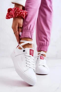 Skórzane Tenisówki Big Star JJ274212 Biało-Czerwone