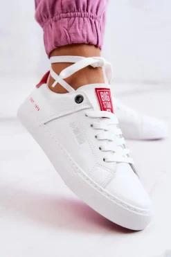 Skórzane Tenisówki Big Star JJ274212 Biało-Czerwone