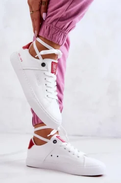 Skórzane Tenisówki Big Star JJ274212 Biało-Czerwone