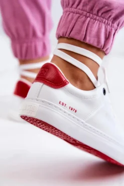 Skórzane Tenisówki Big Star JJ274212 Biało-Czerwone