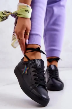 Skórzane Tenisówki Gwiazda Big Star JJ274243 Czarne