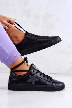 Skórzane Tenisówki Gwiazda Big Star JJ274243 Czarne