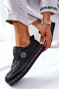 Skórzane Tenisówki Na Platformie BIG STAR II274074 Czarne