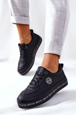 Skórzane Tenisówki Na Platformie BIG STAR II274074 Czarne