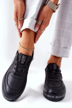 Skórzane Tenisówki Na Platformie BIG STAR II274074 Czarne