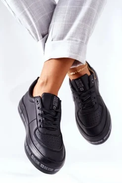 Skórzane Tenisówki Na Platformie BIG STAR II274074 Czarne