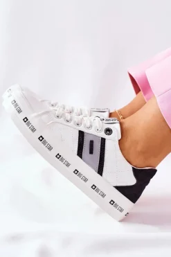 Skórzane Tenisówki Na Platformie BIG STAR II274071 Białe