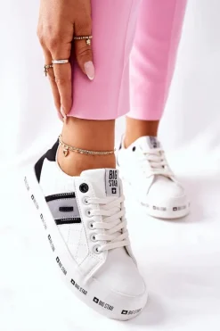 Skórzane Tenisówki Na Platformie BIG STAR II274071 Białe