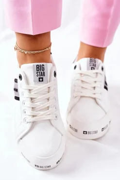 Skórzane Tenisówki Na Platformie BIG STAR II274071 Białe
