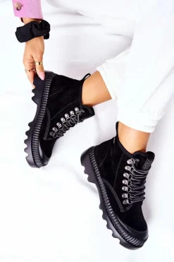 Skórzane Trapery Botki Big Star II274363 Czarne