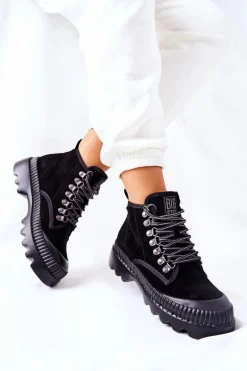 Skórzane Trapery Botki Big Star II274363 Czarne