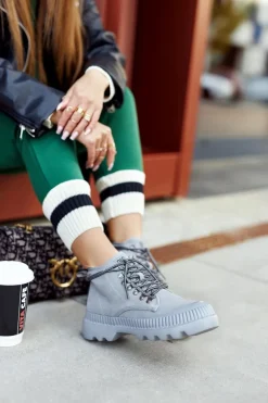 Skórzane Trapery Botki Big Star II274365 Szare