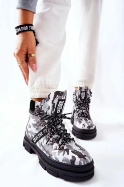 Skórzane Trapery Botki Big Star II274368 Moro Czarne