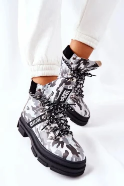 Skórzane Trapery Botki Big Star II274368 Moro Czarne