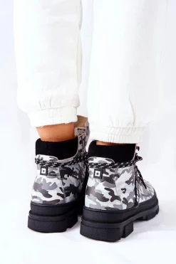 Skórzane Trapery Botki Big Star II274368 Moro Czarne