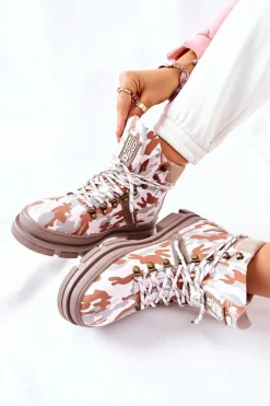 Skórzane Trapery Botki Big Star II274369 Moro Szare