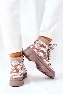 Skórzane Trapery Botki Big Star II274369 Moro Szare