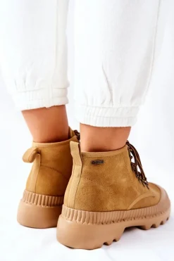 Skórzane Trapery Botki Big Star II274366 Camel