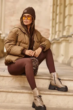 Skórzane Workery Botki Damskie Beżowe Lemar Anceria