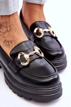 Skórzane Wsuwane Mokasyny Damskie Czarne Albie