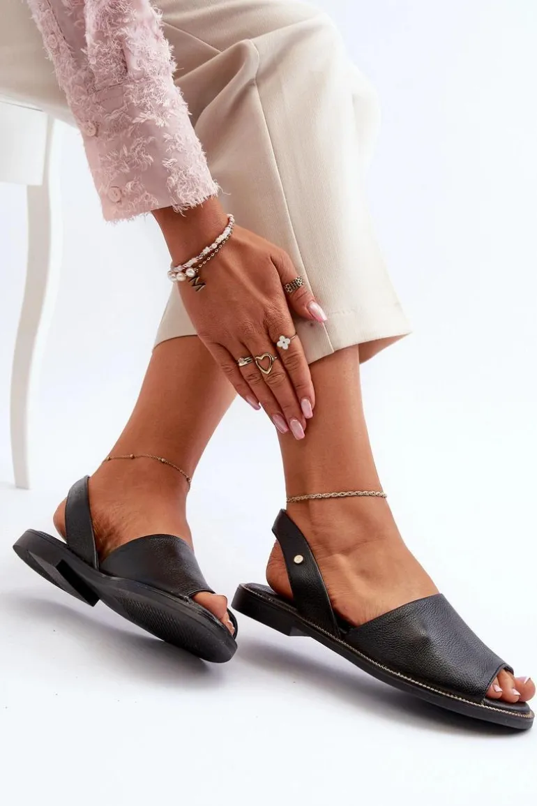 Skórzane Wsuwane Sandały Czarne Lemar Alivia