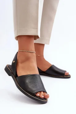 Skórzane Wsuwane Sandały Czarne Lemar Alivia