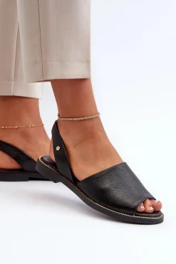 Skórzane Wsuwane Sandały Czarne Lemar Alivia