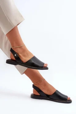 Skórzane Wsuwane Sandały Czarne Lemar Alivia