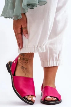Skórzane Wsuwane Sandały Fuksja Lemar Alivia