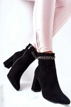 Skórzane Wysokie Botki Laura Messi Czarne 2203