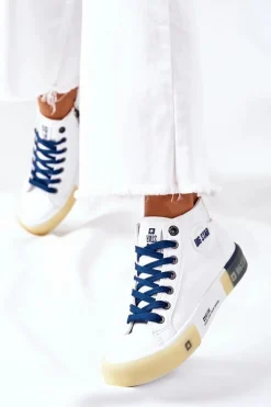 Skórzane Wysokie Trampki Big Star II274137 Białe