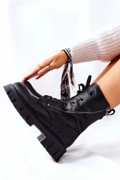 Skórzane Wysokie Workery Big Star II274429 Czarne