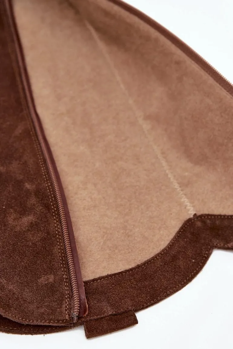 Skórzane Zamszowe Kozaki Kowbojki Ocieplane Zazoo 4224 Czekoladowe