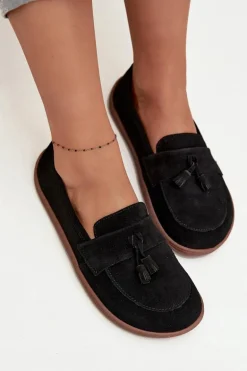 Skórzane Zamszowe Mokasyny Typu Barefoot Zazoo 322 Czarne