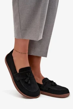 Skórzane Zamszowe Mokasyny Typu Barefoot Zazoo 322 Czarne