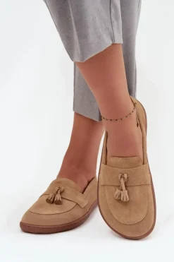 Skórzane Zamszowe Mokasyny Typu Barefoot Zazoo 322 Beżowe