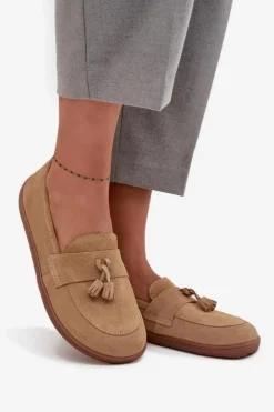 Skórzane Zamszowe Mokasyny Typu Barefoot Zazoo 322 Beżowe