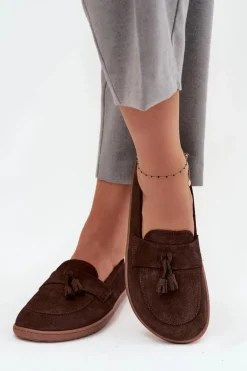 Skórzane Zamszowe Mokasyny Typu Barefoot Zazoo 322 Czekoladowe