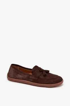 Skórzane Zamszowe Mokasyny Typu Barefoot Zazoo 322 Czekoladowe