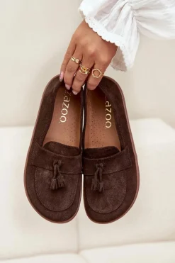 Skórzane Zamszowe Mokasyny Typu Barefoot Zazoo 322 Czekoladowe
