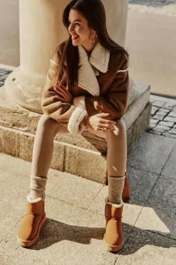 Skórzane Zamszowe Śniegowce Z Futerkiem Vinceza 97951 Camel